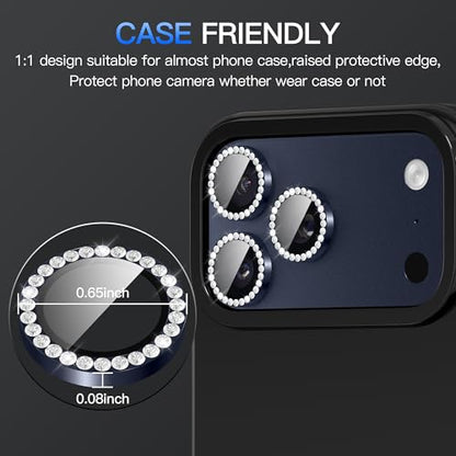 Suoman for iPhone 17 Pro/Pro Max Camera Lens Protector-Dark Blue - color: Diamonds-Dark Blue