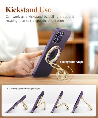 GVIEWIN Magnetic Phone Ring Holder, Compatible with MagSafe Phone Grip - color: Quicksand/Purple