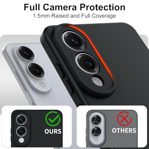 TENOC Phone Case for Samsung Galaxy S25 Edge, Black Case Anti-Fingerprint Protective Bumper Matte Cover - color: Black, size: S25 Edge