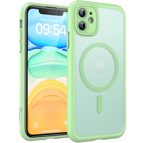 TOCOL for iPhone 11 Case, Compatible with Magsafe, Full Camera Protection, Built-in Magnets, Drop Protection, Translucent Matte Phone Case for iPhone 11 6.1 inch (Light Purple) - color: Light Green, size: Iphone 11