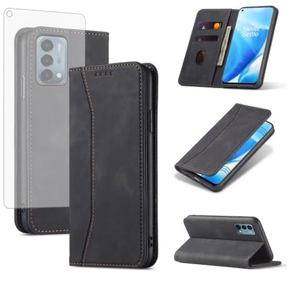 Asuwish Flip Wallet Phone Case for OnePlus Nord N200 5G with Screen Protector Magnetic Closure Folio Cover Credit Card Holder Slot Stand One Plus N 200 G5 1 Plus 200N 1plus One+ 1+ N2005G 2021 Black - color: Black