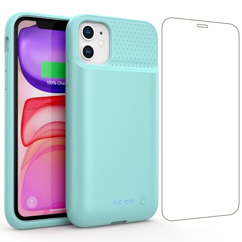 Battery Case for iPhone 11/XR, 7500mAh Ultra-Slim Portable Charging Case Rechargeable Protective Battery Pack for iPhone 11 and iPhone XR External Charger Case 6.1 Inch-Green - color: Green