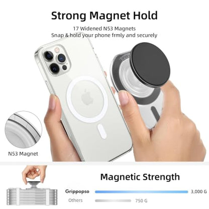 Grippopso for Magsafe Phone Grip, Magnetic Phone Grip Holder Stand - color: Clear Blue