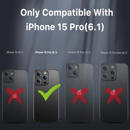 M MYBAT PRO Maverick Series Case for iPhone 15 Pro with Belt Clip Holster,[Compatible with Magsafe] w/Screen Protector,Anti-Drop,Shockproof,360°Rotating Kickstand,Heavy Duty Protection - color: Natural Titanium