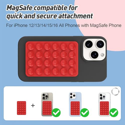 Magnetic Suction Phone Mount for MagSafe Case,Silicone Sticky (Red) - color: Red