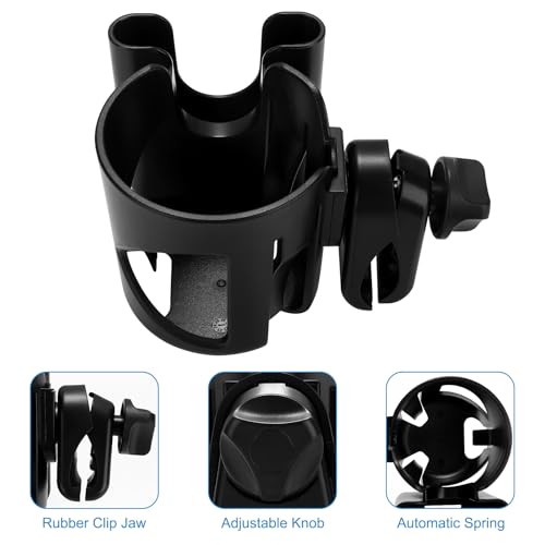 Accmor Stroller Cup Holder, Cup Holder for Walker Bike Wheelchair - color: Cup Phone Holder-Black