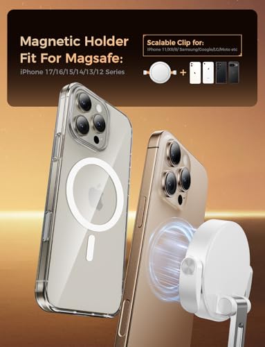 MAGIC JOHN for Magsafe Car Mount, Magnetic Phone Holder for Car - color: White