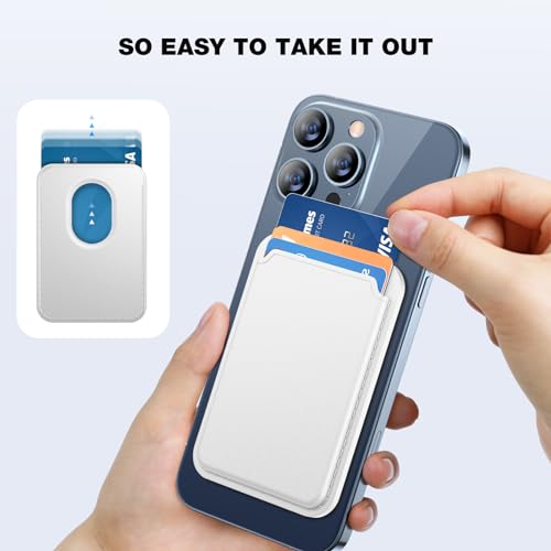 miracase for MagSafe Wallet, Magnetic Card Wallet Holder, Compatible with MagSafe Wallet, 3-Card Holder, for iPhone 15/14/13/12 Series,White - color: C-White, style: Basic Wallet