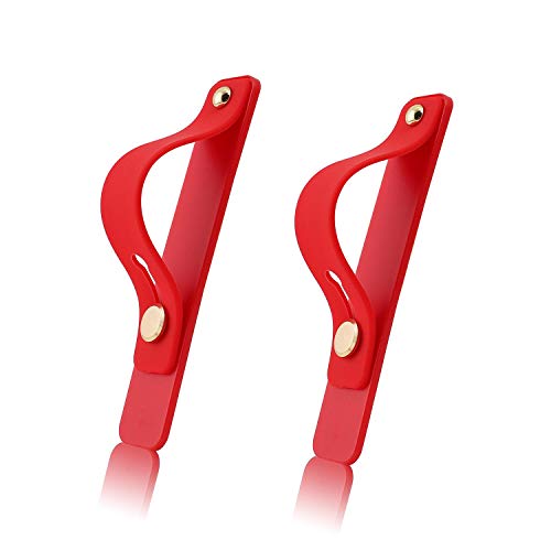 Removable and Reusable Cell Phone Grip Strap, Yetaida Telescopic Finger Kickstand Bracket Universal Silicone Phone Holder Stand and Portable Finger Loop for Most Smartphones Case (Red) - color: Red