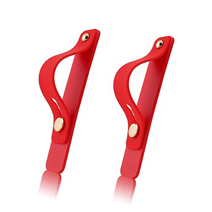 Removable and Reusable Cell Phone Grip Strap, Yetaida Telescopic Finger Kickstand Bracket Universal Silicone Phone Holder Stand and Portable Finger Loop for Most Smartphones Case (Red) - color: Red