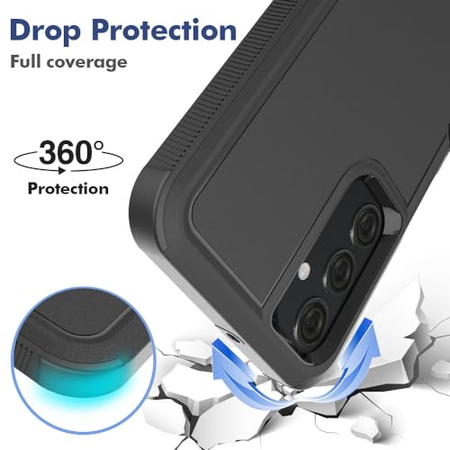 for Samsung Galaxy A25 5G Case: Dual Layer Protective Heavy Duty Cell Phone Cover Shockproof Rugged with HD Screen Protector - Military Protection Bumper Tough - Samsung Galaxy A25 5G 2024, Black - color: Black (PC) + Black (TPU)