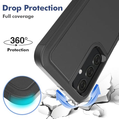 for Samsung Galaxy A25 5G Case: Dual Layer Protective Heavy Duty Cell Phone Cover Shockproof Rugged with HD Screen Protector - Military Protection Bumper Tough - Samsung Galaxy A25 5G 2024, Black - color: Black (PC) + Black (TPU)