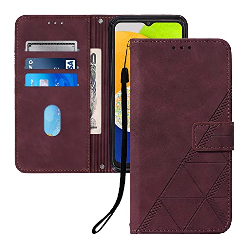 Faux Leather Flip Wallet Case for Motorola Moto G75, YBS WineRed | Card Slots Storage, Magnetic Closure, Hands-Free Kickstand, RFID Blocking, Precise Cutouts - color: Wine red