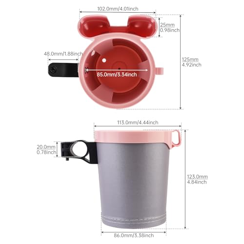 3-in-1 Bike Cup Holder with Cell Phone Case Keys Hook, Gray Pink - color: grey pink