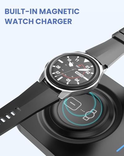2-in-1 Wireless Charging Station for Samsung: TAMOXI Induction Charger Stand Fast Compatible with Galaxy S23/S22/S21/S20 Galaxy Watch/Buds - Carbon Black - style: for Samsung Watch