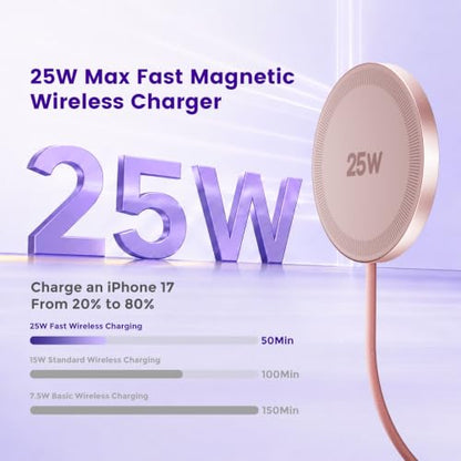 MagSafe 25W Wireless Charger for Apple Magnetic Fast Charging Pad - color: Pink
