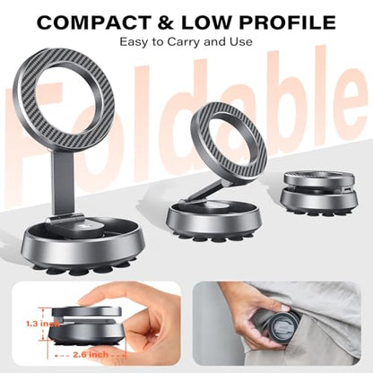 A2C Gym Magnetic Phone Holder, Aluminum Alloy Phone Mount with Suction Cup - color: Silver
