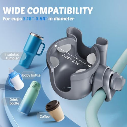Walker Cup Holder with Phone Holder, Stroller Wheelchair Bike Accessories - color: Gray