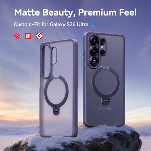 CASEKOO Cobalt Violet for Samsung Galaxy S26 Ultra Case with 360 Spin Magnetic Stand [Fit for MagSafe] [18FT MIL-STD Protection] Shockproof Invisible Ring Holder Matte Galaxy s26 Ultra Case 6.9'' - color: 1-Cobalt Violet