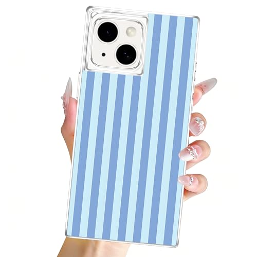 Clear Case for iPhone 14/iPhone 13 6,1", Aesthetic Striped Pattern Transparent Cover, Cute Stripes Design, Soft TPU Shockproof Protective Bumper Shell for Women Girls, Blue - color: Blue, size: iPhone 14/iPhone 13
