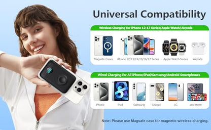 Magnetic Portable Charger for iPhone,10800mAh 25W PD Fast Charging Wireless Power Bank,4 Outputs Travel Essential Battery Pack for Magsafe,iPhone 18 Pro/18 Pro Max/17/16/15/14/13/12 Series,Apple Watch - color: Black