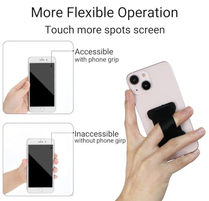 REINVENT EGO-Finger Strap Phone Holder - Cell Phone Grip Holds Device with just a Finger - Ultra Thin Anti-Slip Universal Cell Phone Grips Band Holder for Back of Phone - 2Pack(Black)