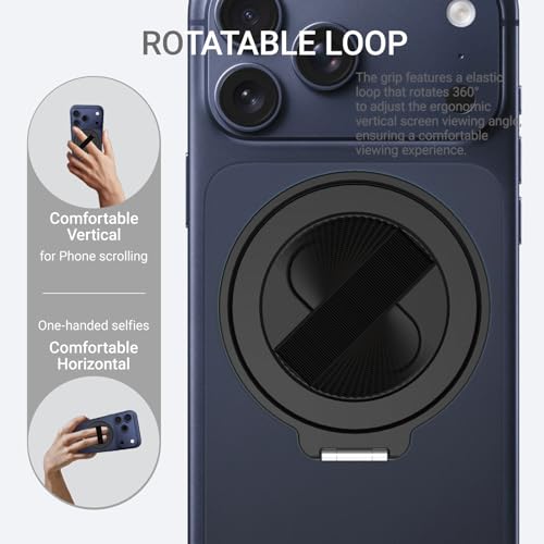 Grat 4 for Magsafe Magnetic Phone Grip Stand, Black - color: Black