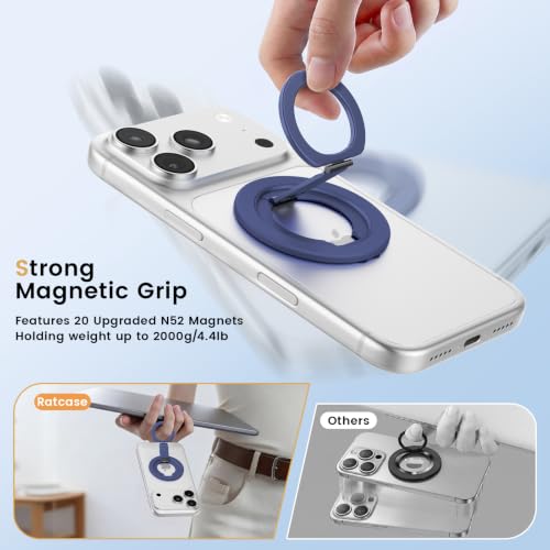 Double Sided Magnetic Kickstand,360°Rotation Cell Phone Grip Stand Finger Ring for iPhone 17 Pro Max 16 15 14 13 12 MagSafe Accessories,Fit Magnetic Car Mount, Blue - color: Blue