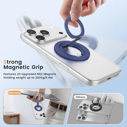 Double Sided Magnetic Kickstand,360°Rotation Cell Phone Grip Stand Finger Ring for iPhone 17 Pro Max 16 15 14 13 12 MagSafe Accessories,Fit Magnetic Car Mount, Blue - color: Blue