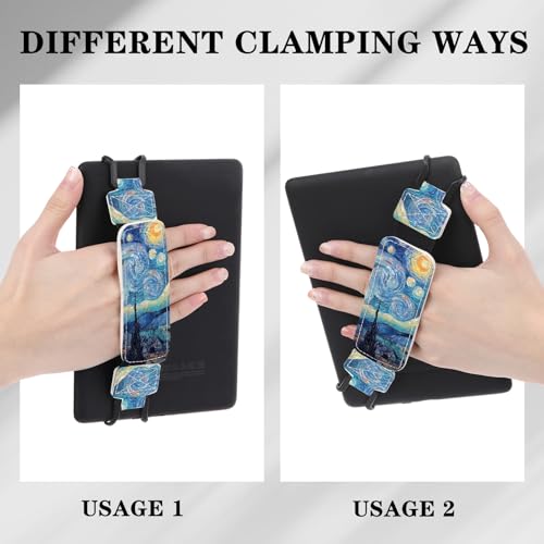 Hand Strap Holder for Kindle - Finger Grip for 6-7.5" Paperwhite 12th/11th Generation/Kobo/Lenovo/Sony Ereaders E-Book Tablet Starry Night Blue High Elasticity Reading Accessories - color: B-Starry Night Blue