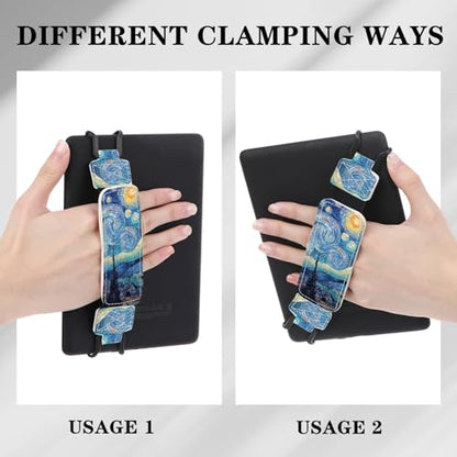 Hand Strap Holder for Kindle - Finger Grip for 6-7.5" Paperwhite 12th/11th Generation/Kobo/Lenovo/Sony Ereaders E-Book Tablet Starry Night Blue High Elasticity Reading Accessories - color: B-Starry Night Blue