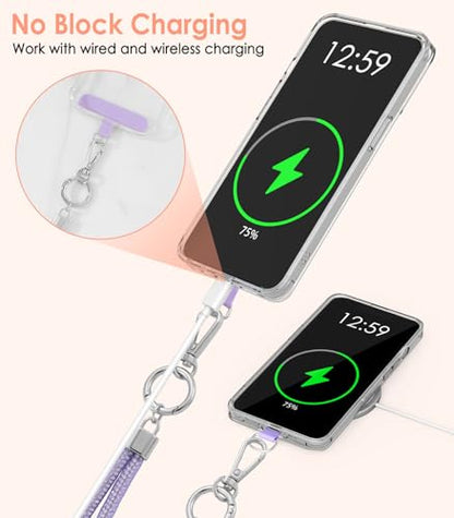 MoKo Universal Phone Lanyard, Metal Cell Phone Chain Crossbody Strap Anti-Theft Detachable Women Cellphone Lanyards Around The Neck with Patches for iPhone, Most Smartphones - Crystal Purple - color: Crystal Purple