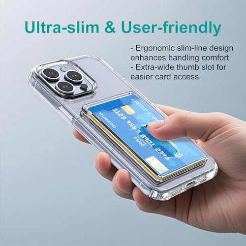 for iPhone 15 Pro Max Clear Wallet Case with RFID Blocking Card, Up to 3 Cards, Hybrid Protective Case with Card Holder, TPU + PC, Anti-Yellowing, 6.7" 2023 - color: RFID BC Clear, size: iPhone 15 Pro Max