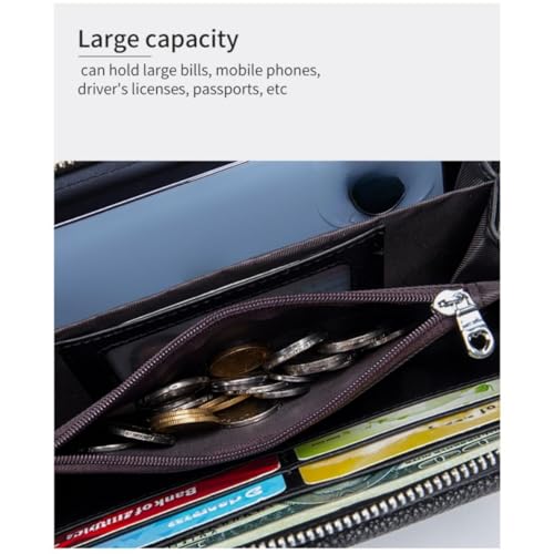 Cell Phone Purse for Women Touch Screen Crossbody Wallet Genuine Leather Mini Bag with Phone Holder Pocket - color: Black