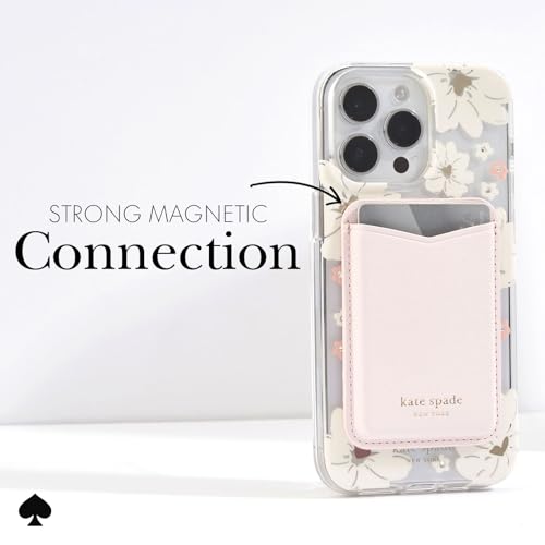 kate spade new york Magnetic Card Holder/Wallet - Pale Dogwood | Stylish Phone Wallet - Compatible w/MagSafe Phones & Cases -Detachable MagSafe Wallet for iPhone 17 Pro Max/16/15/14/Pixel 10 - color: Pale Dogwood