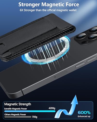 for Magsafe Wallet Works with Apple Find My, Leather Magnetic Phone Wallet - color: Classic Black