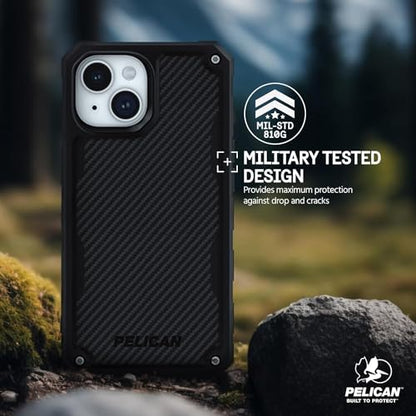 Pelican Shield Series - iPhone 17e / 16e / 15/14 / 13 Case 6.1" [MagSafe] [21ft Military Grade Drop Protection] Rugged, Magnetic Case Kevlar Cover with Belt Clip Holster Kickstand - Black