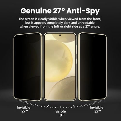 For Samsung Galaxy A15 (Buddy 3) 27° Privacy Screen Protector [2-PACK] 6H Anti-Spy PET Film, Scratch Resistant, Easy Installation w/ Alignment Jig [!]Galaxy A series with optical fingerprint sensors do not support fingerprint unlocking with a privacy film