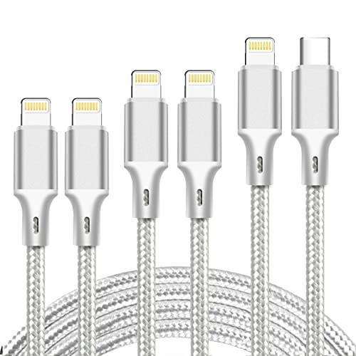 USB C to Lightning Cable, 5 Pack PD Fast iPhone Charger Cord (Silver) - color: Silver, style: USB-C to L