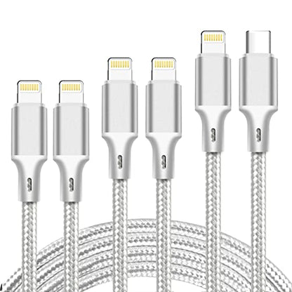 USB C to Lightning Cable, 5 Pack PD Fast iPhone Charger Cord (Silver) - color: Silver, style: USB-C to L