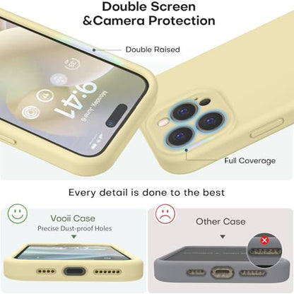 Vooii Compatible with iPhone 15 Pro Max Case, Upgraded Premium Silicone, [Camera Protection] [Soft Anti-Scratch Microfiber Lining] Shockproof Phone Case for iPhone 15 Pro Max 6.7 inch - Creamy Yellow - color: Creamy Yellow, size: iPhone 15 Pro Max