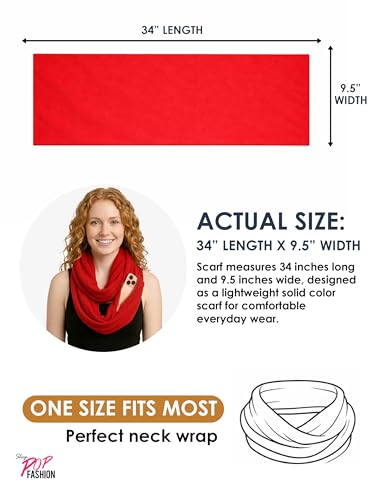 Pop Fashion Solid Color Hidden Zipper Pocket Scarf - Fashion Scarf for Women - All Seasons - color: Red