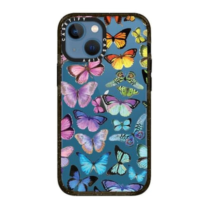 CASETiFY for iPhone 13 Mini Case - Impact | Slim Fit | 6.6 ft. Drop Protection | Butterfly Rainbow | Black - color: Butterfly Rainbow, size: Iphone 13 Mini (5.4")