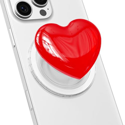 Svanove Heart Magnetic Phone Grip Compatible with Magsafe Phone Grip Holder, Cute Collapsible Glass Grips Stand Kickstand for iPhone Samsung, 3D Crystal Pretty Bling Glitter Love Mag Safe Holder, Red - color: Red, style: Magnetic