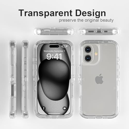 Follaroma for iPhone 16 Case, Heavy Duty Shockproof Protection Phone Cases, Anti-Drop, Dual Layer Transparent Protective Cover Compatible with iPhone 16, 6.1 inch,Crystal Clear - color: Clear, size: iPhone 16 6.1‘’
