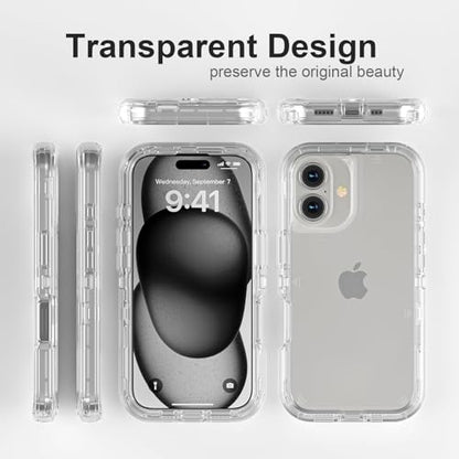 Follaroma for iPhone 16 Case, Heavy Duty Shockproof Protection Phone Cases, Anti-Drop, Dual Layer Transparent Protective Cover Compatible with iPhone 16, 6.1 inch,Crystal Clear - color: Clear, size: iPhone 16 6.1‘’