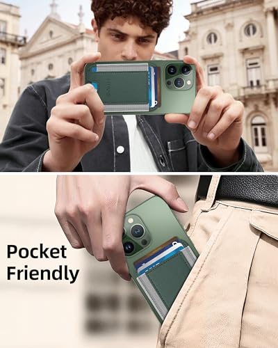HiWe for MagSafe Wallet, 7 Cards Holder for Phone Case, RFID Blocking - color: Green Wallet - Grey Band