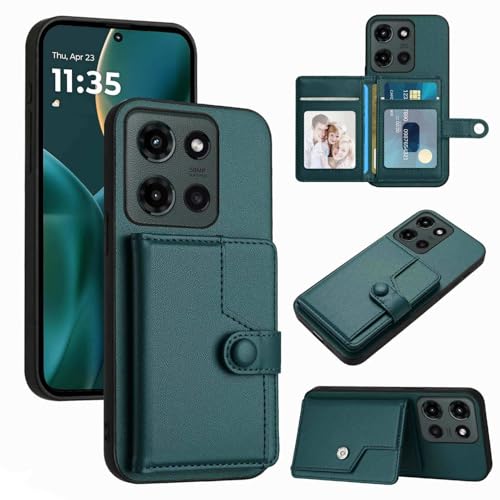 for Moto G Power 5G 2025 RFID Blocking Wallet Case, Green | PU leather, TPU interior, 5 card slots, cash/photo pocket, magnetic clasp, kickstand, 2-layer shockproof, scratch resistant - color: Green