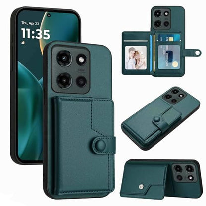for Moto G Power 5G 2025 RFID Blocking Wallet Case, Green | PU leather, TPU interior, 5 card slots, cash/photo pocket, magnetic clasp, kickstand, 2-layer shockproof, scratch resistant - color: Green