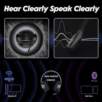 NUBWO Wireless Gaming Headset with Mic for Ps5 Ps4 PC, Zero Interference, 100-Hour Battery All-Day Play, 23ms Sync for Fortnite & Call of Duty/FPS Gamers, Triple Mode All Devices Compatible - Red - color: Red